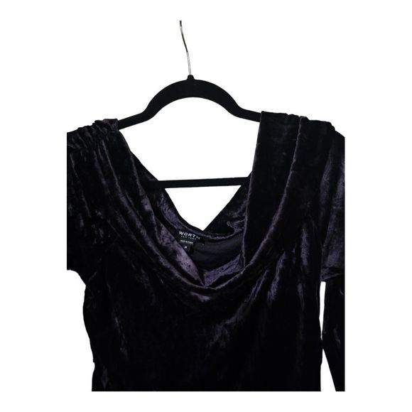 WORTH Amethyst Ombre Velour Off-Shoulder Dress - Size Medium - Picture 6 of 9